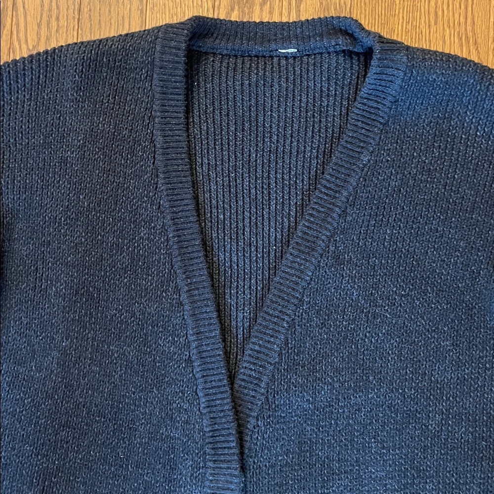 LULULEMON HEATHERED BLACK COTTON BLEND KNIT COZY CARDIGAN SIZE 10 - Picture 6 of 12